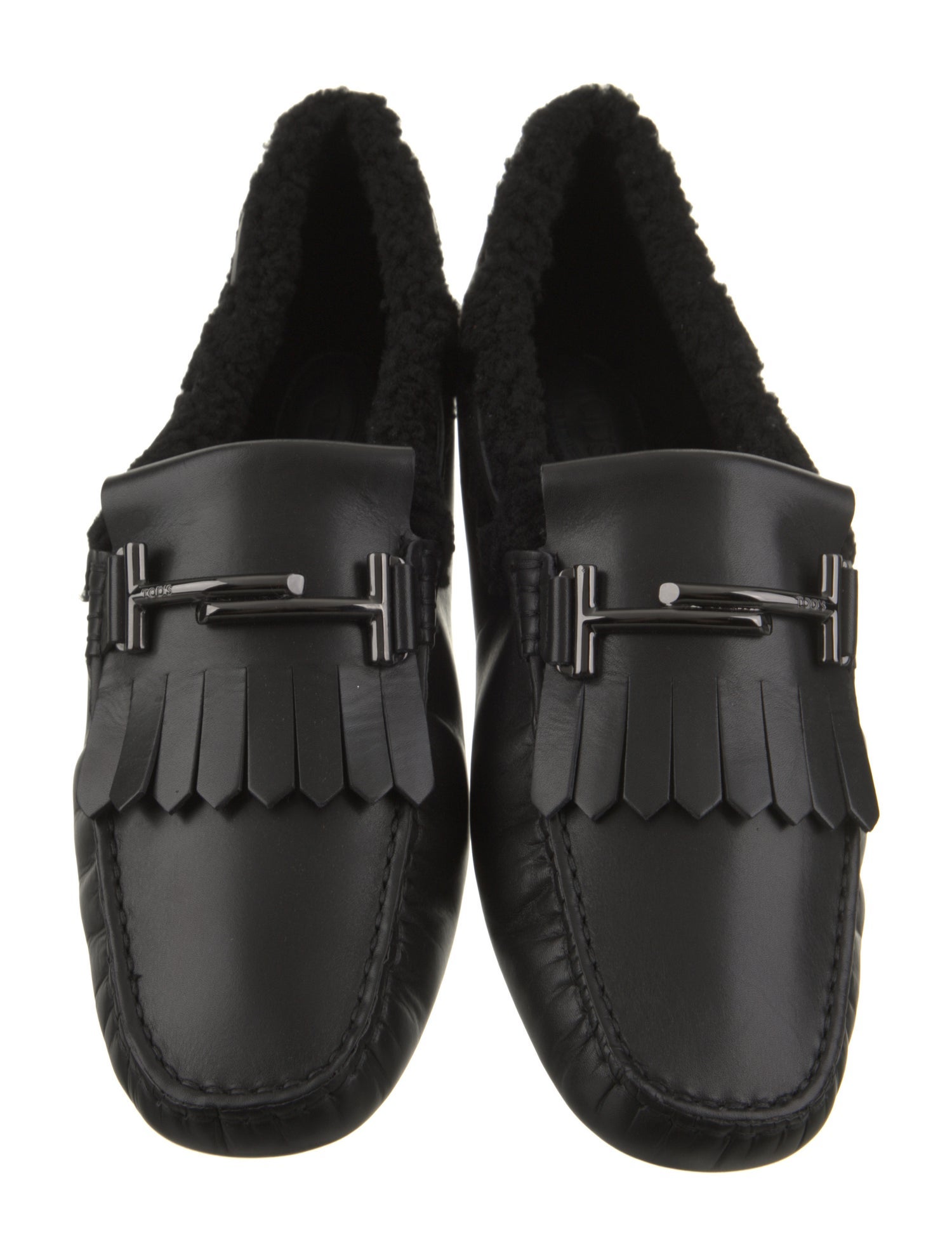 Tod's Leather Faux Fur Trim Drivers